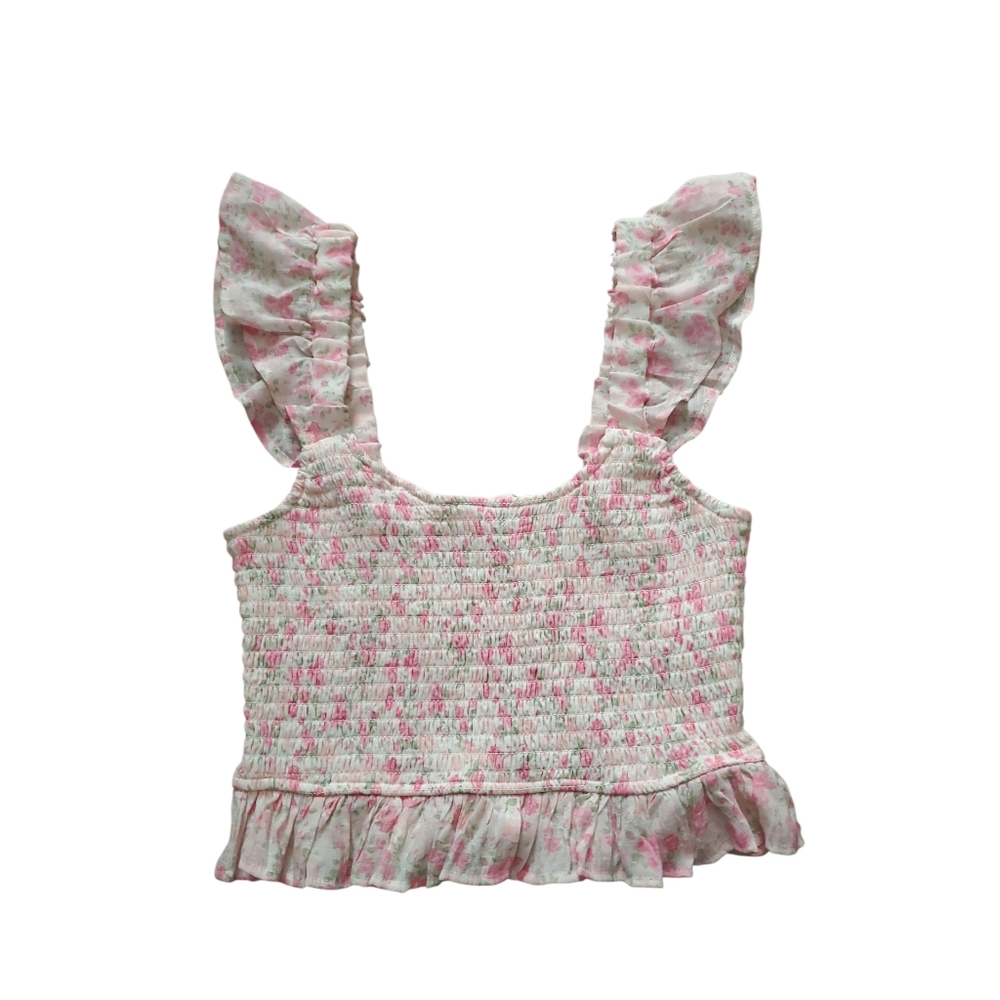 Altar'd State Pink and Green Smocked Top